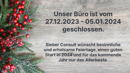 Öffnungszeiten über Weihachten 2023
